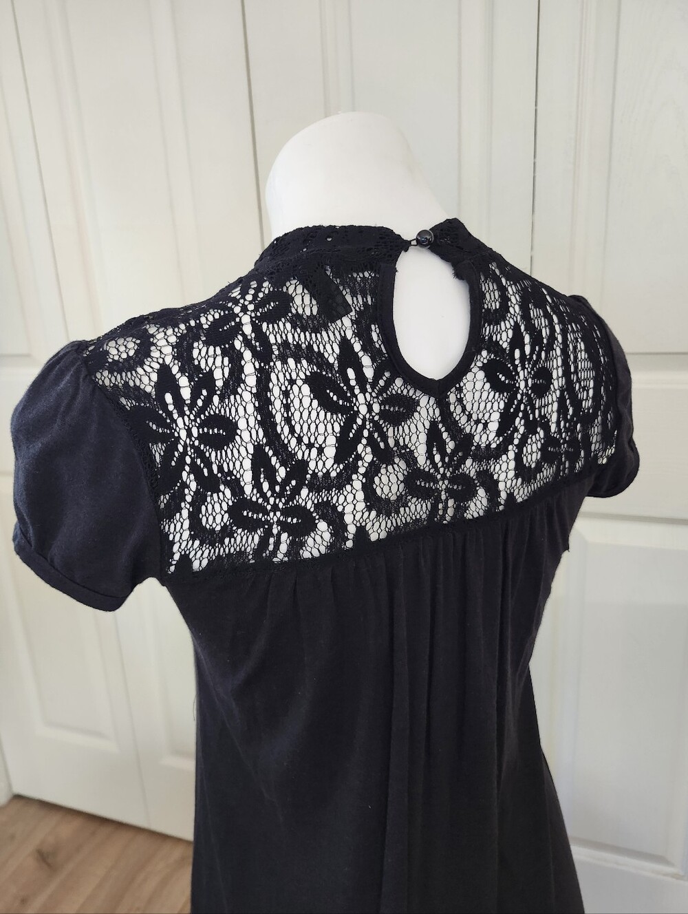 Fang Y2K Black Lace Babydoll Tee Tunic Dress